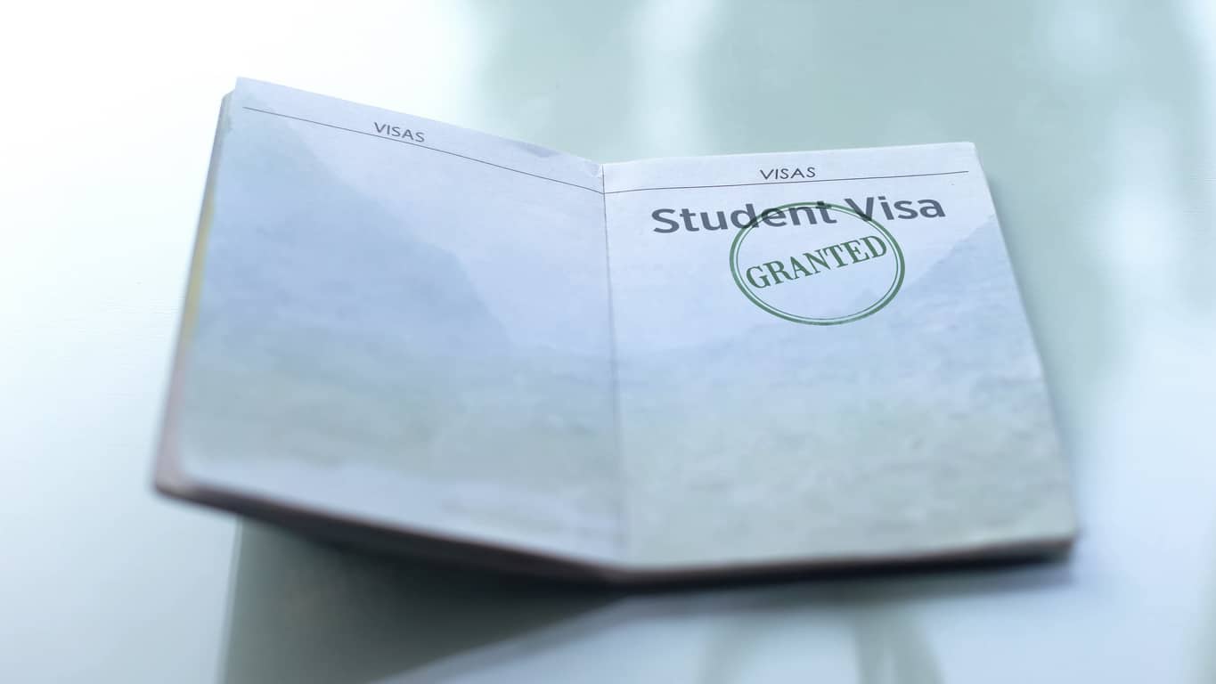 image of student visa stamped with 'granted'