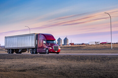 Semi Truck On the Rural Trans-Canada Highway