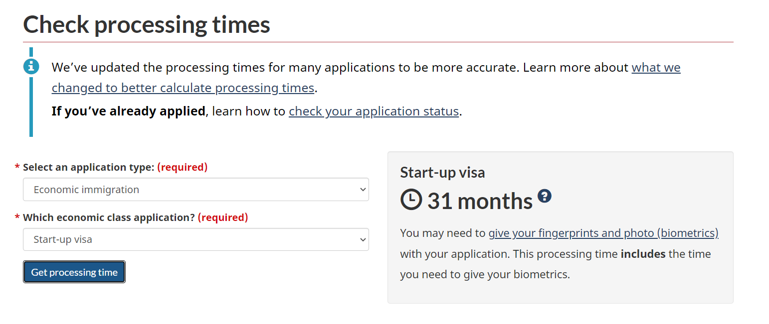 start up visa processing time